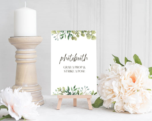 Downloadable Wedding Sign - Photobooth Signage - Greenery