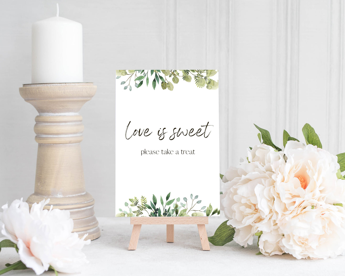 Downloadable Wedding Sign - Love is Sweet Sweet Sign - Greenery