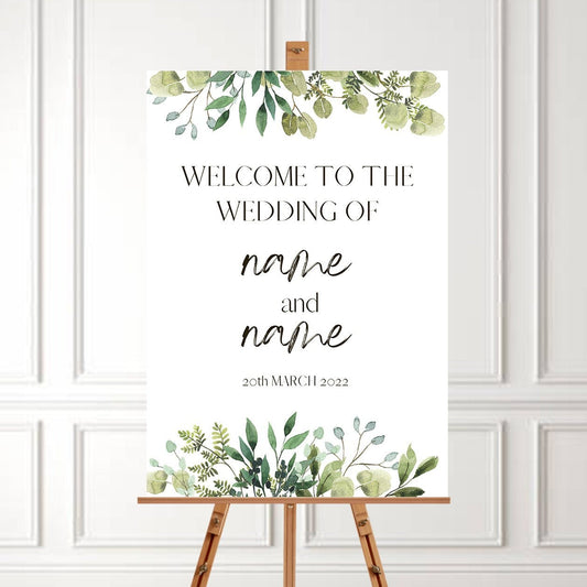 Downloadable Wedding Sign - Welcome - Greenery