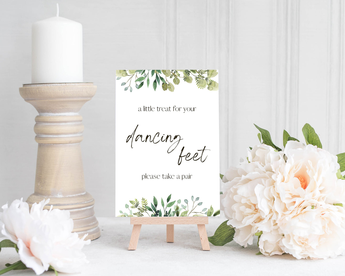 Downloadable Wedding Sign - Dancing Feet - Greenery