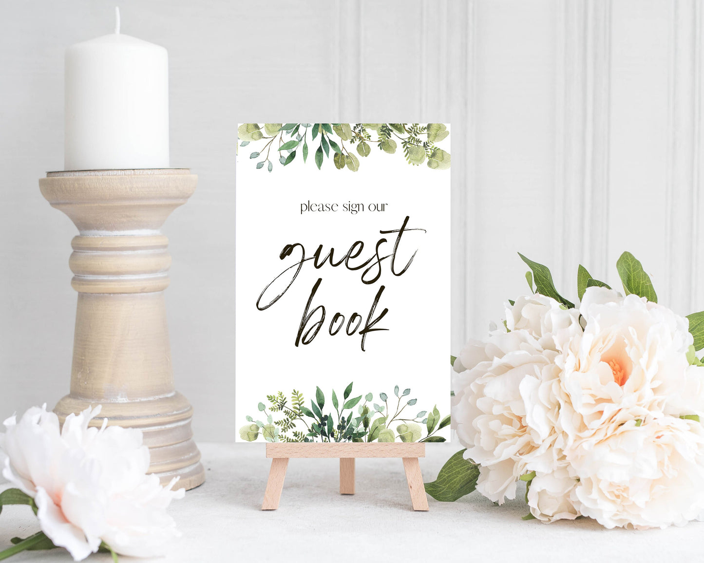 Downloadable Wedding Sign - Guest Book - Greenery