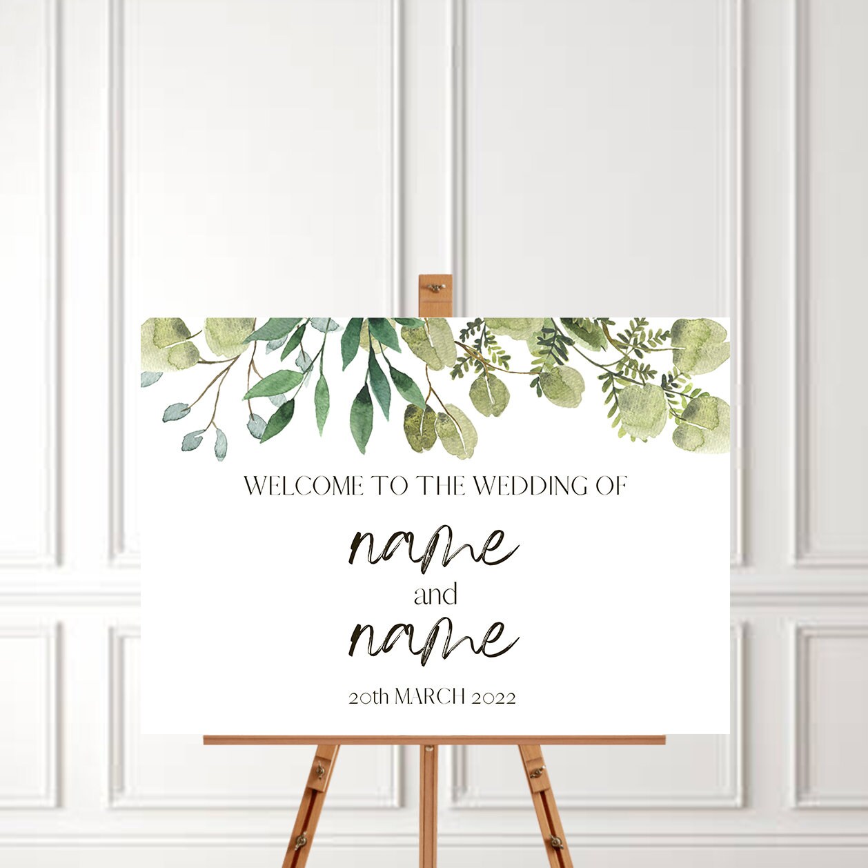 Downloadable Wedding Sign - Welcome - Greenery